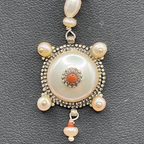 Unique Signed SATELLITE Bead Ball Chain Artisan Pearl Handcrafted 18” Necklace - Picture 3 of 10